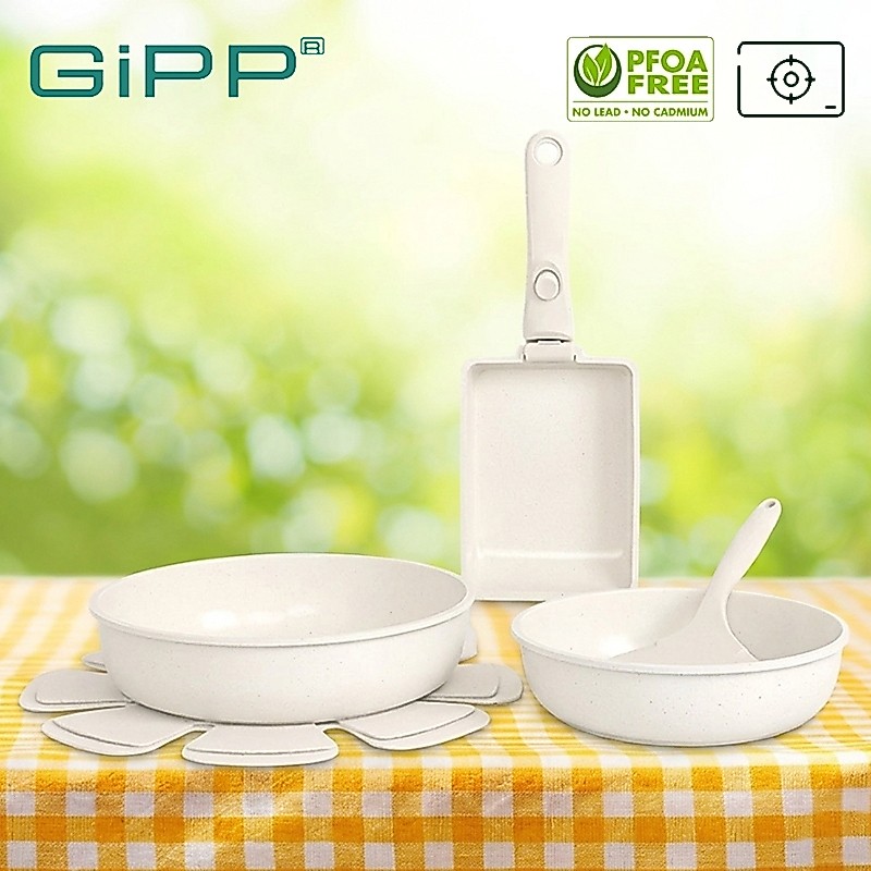 GIPP หม้อกระทะ ถอดด้ามจับได้ 7ชุด ชุดหม้อ กระทะใช้ในครัวเรือน กระทะ non stick ครบชุด กระทะสำหรับทอด