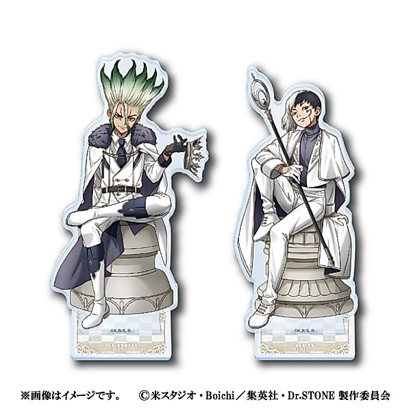 Dr.STONE FamilyMart Collab Chess ขาตั้งอะคริลิค - Senku, Gen, Stanley - สินค้าฟิกเกอร์อนิเมะ