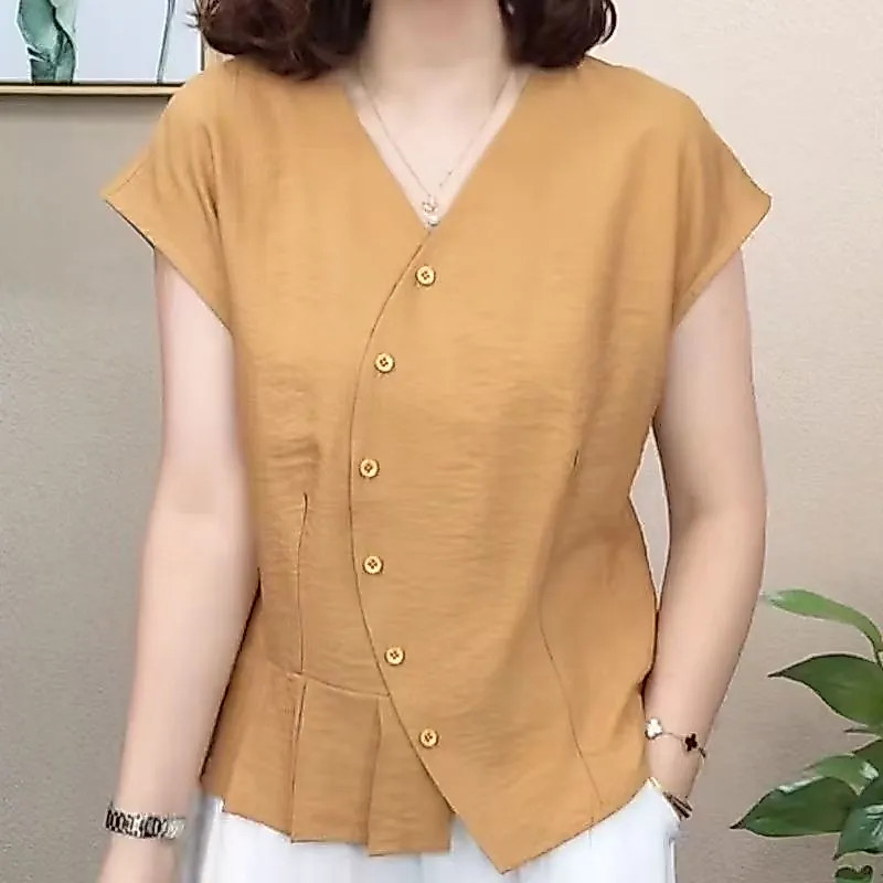 ส่งไวจากไทยBreezeL-5XL ฤดูร้อนใหม่เสื้อแขนสั้นบวกขนาดเกาหลีหลวมเสื้อผู้หญิงสั้นฤดูร้อนด้านบน