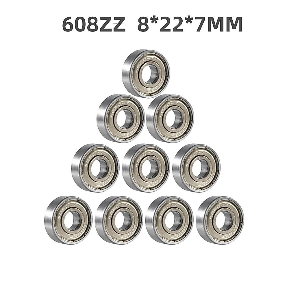 YHD10pcs 608ZZ 608RS Deep Groove Ball Bearing 8*22*7 8x22x7 MM Double Shielded Miniature High-carbon Steel Single Row 608ZZ ABEC-7