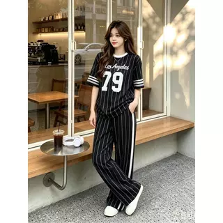 DTXmarket No.UG79 ชุดเซ็ท2ชิ้น เสื้อ+กางเกง พิมพ์ลายตัวเลข 79 ชุดเซ็ทแฟชั่น เสื้อผ้าแฟชั่น