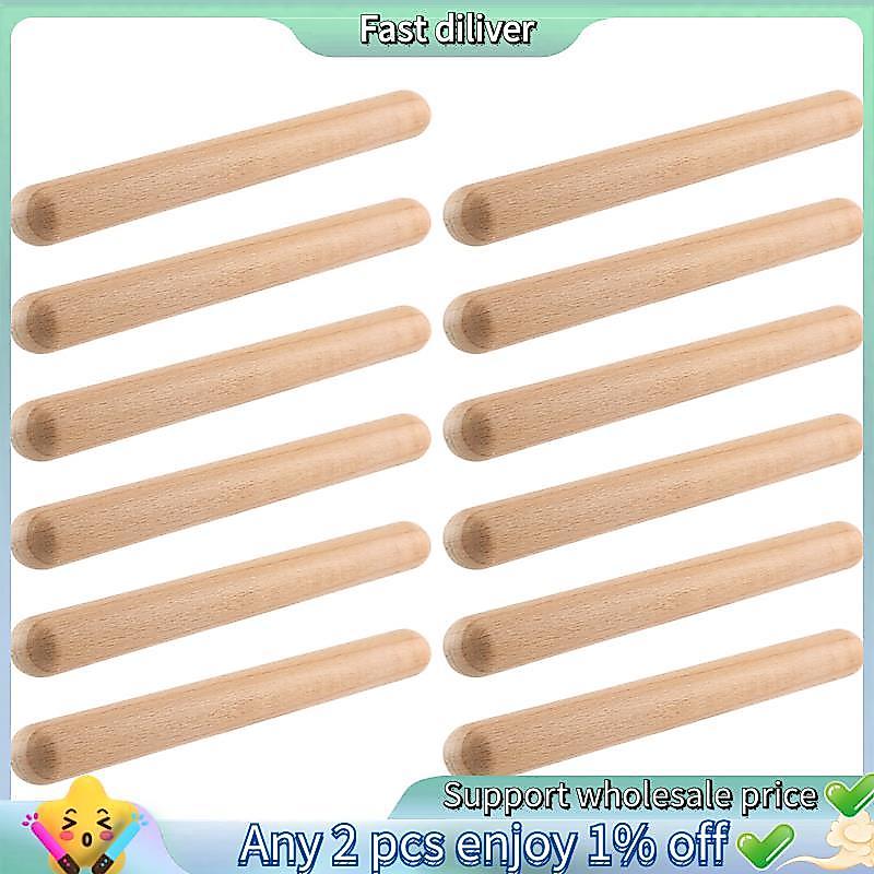 6 คู่ไม้ Claves เครื่องดนตรีเครื่องกระทบ Rhythm Sticks Percussion Rhythm Sticks เด็กดนตรีของเล่น