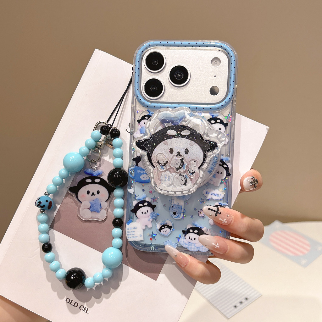 เคสโทรศัพท์ขาตั้งแม่เหล็กลายการ์ตูนน่ารักพร้อมตุ๊กตา SanSan สําหรับ iPhone 17 Pro Max, 16 Pro, 15 Pro Max, 15/14 Pro, กันกระแทก iPhone 17 ฝาครอบป้องกัน