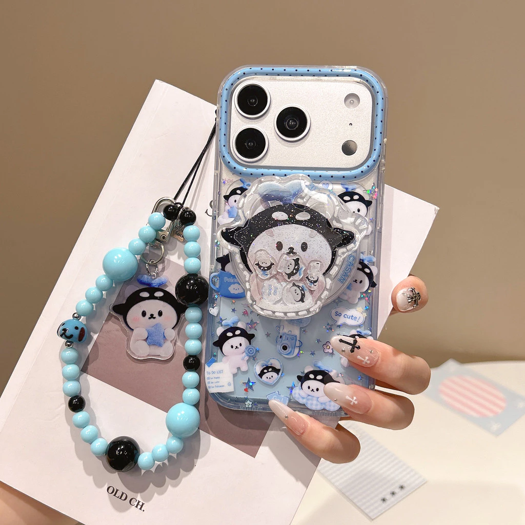 เคสโทรศัพท์ขาตั้งแม่เหล็กลายการ์ตูนน่ารักพร้อมตุ๊กตา SanSan สําหรับ iPhone 17 Pro Max, 16 Pro, 15 Pro Max, 15/14 Pro, กันกระแทก iPhone 17 ฝาครอบป้องกัน