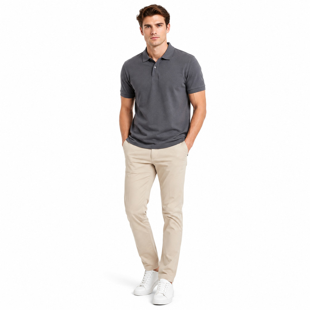 Baverre by Hassenda - Denver เสื้อโปโลผู้ชายธรรมดาคอปก Unisex แขนสั้น Carcoal VPG81208CRL