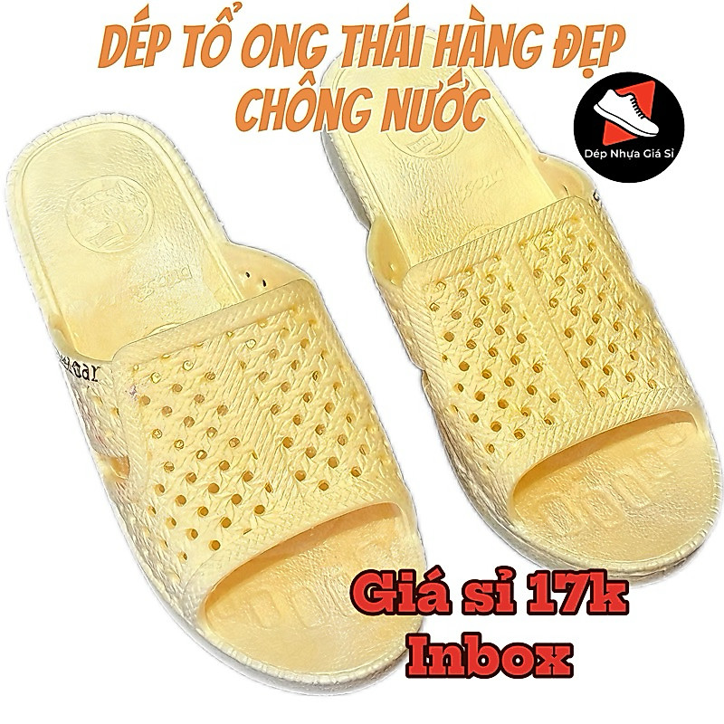 รองเท้าแตะ Duc Trung Thai Honeycomb ของแท้ - ยางยืดหยุ่น กันน้ํา - ไซส์ 39-43 - สีขาว