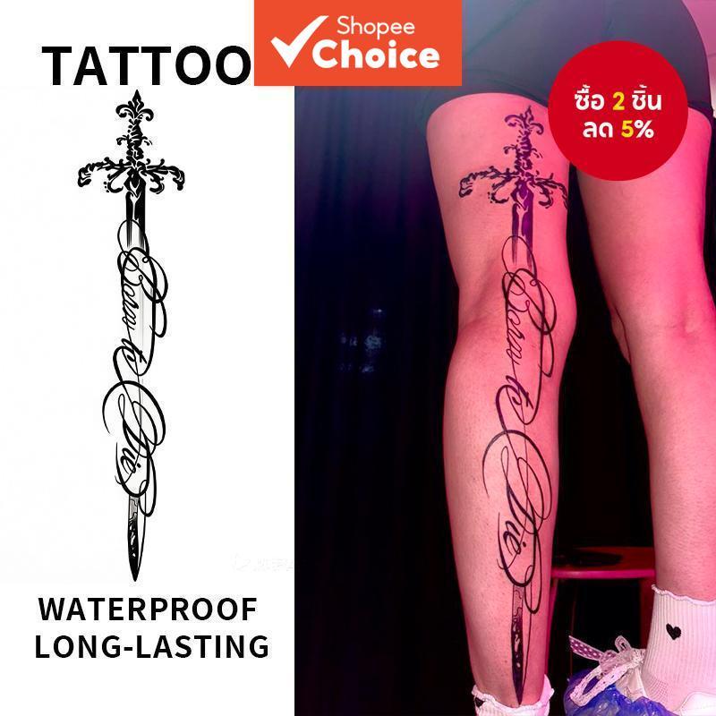 Cool Longsword Totem สติ๊กเกอร์รอยสักชั่วคราวLive to Die กันน้ํา Skin-Friendly Lasts 7-14 วัน