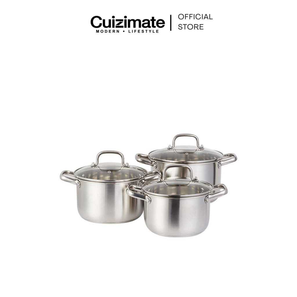 ชุดหม้อ Stock SS201 18/20/22cm. รุ่น  6 ชิ้น รุ่น FT0011A201 สีเงิน