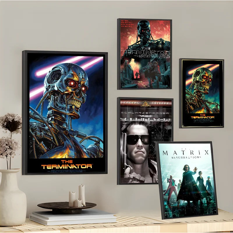 Cool T-TermINaTorS 3 Cool หุ่นยนต์ Retro โปสเตอร์ Sticky Wall Art การพิมพ์กันน้ํา Home Living Bed Ro