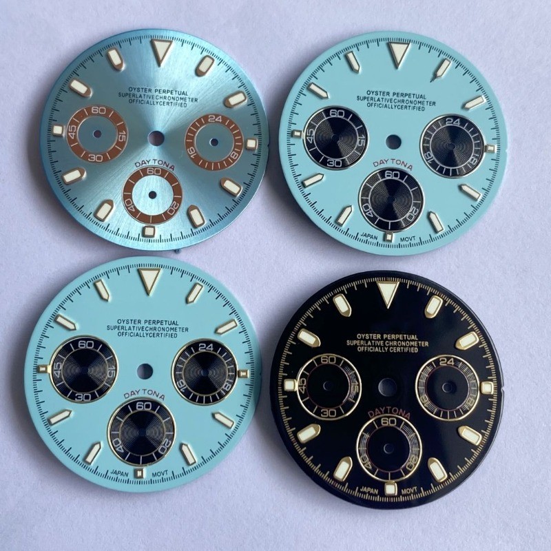 Vk63 สไตล์ใหม่ Multi-Function Dial 29.5 มม.สีเขียว Luminous พื้นผิวสามตา VK63 Quartz Movement Timing