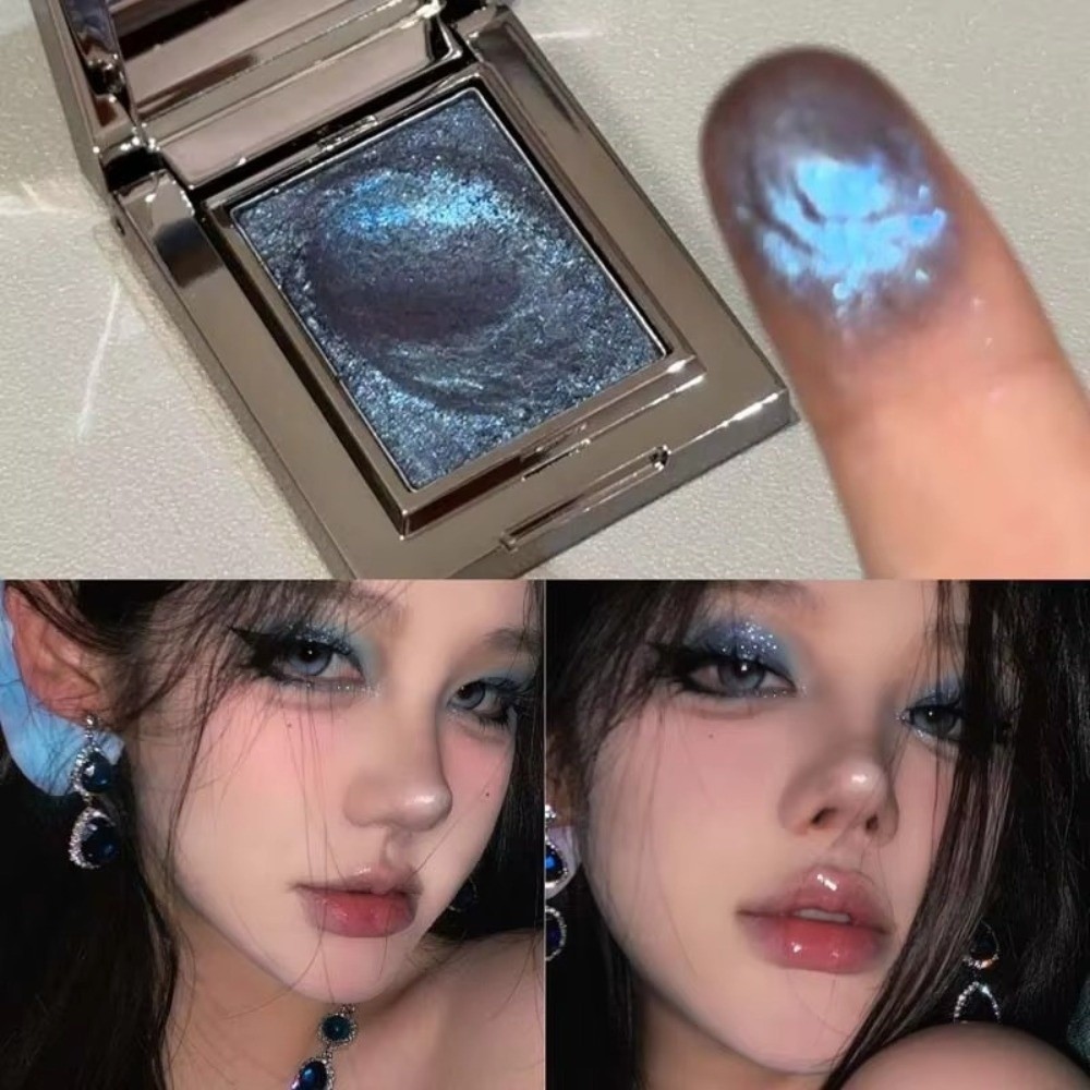 EBINLANDS Blue Eyeshadow, Diamond Purple Green Highlight Eyeshadow, Monochrome Long Lasting Metallic Eye Makeup เครื่องสําอางผู้หญิง