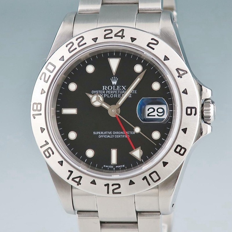 Rolexx นาฬิกาผู้ชาย Explorer 2II Automatic Mechanical 16570 นาฬิกา GMT Dual Time Zone