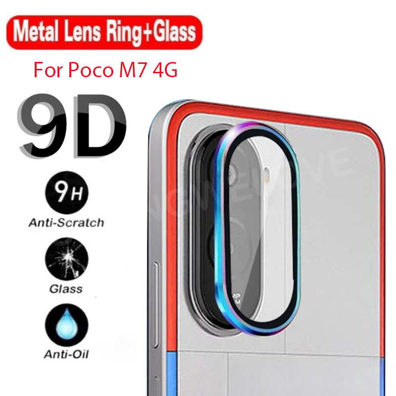 ป้องกันหน้าจอสําหรับ POCO M7 Plus PocoM7 4G Poco M7 Plus M7 Pro 5G 4G 2025 ตําแหน่งโลหะกล้องกลับเลนส์ Protector กระจกนิรภัยป้องกัน Scratch แหวนฝาครอบฟิล์ม