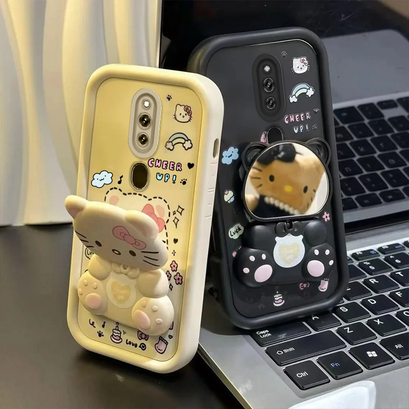 เคสสําหรับเคสโทรศัพท์ OPPO F11 Pro F11 วงเล็บกระจกหมุนสุดน่ารักเปลือกนิ่ม