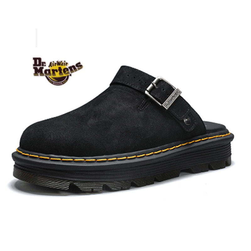 Dr.Martens Men Birkensotck Suede Sandals Martin รองเท้าแตะหนังแท้ยาง Soled รองเท้า HEM2
