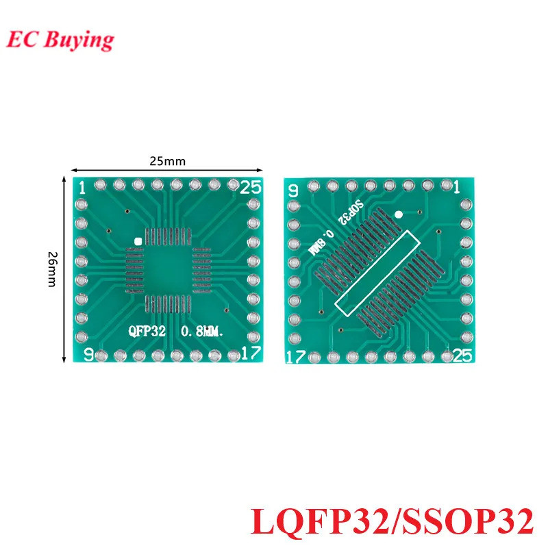 10 ชิ้น/1 ชิ้น LQFP32 SSOP32 FQFP32 TQFP32 Transfer Board อะแดปเตอร์ PCB Pinboard SMD to DIP32 DIP Pin IC Test แผ่น 0.8 มม.Pitch ซ็อกเก็ต