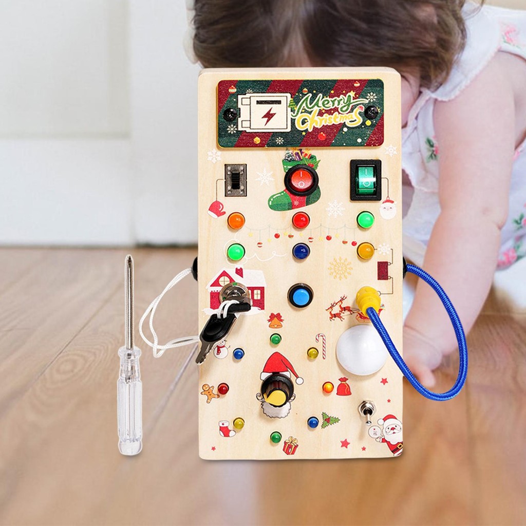 [Cuticate12] ไฟ LED Busy Board Switch Busy Board ในร่มเล่นเกม Sensory ของเล่น Montessori Busy Board 