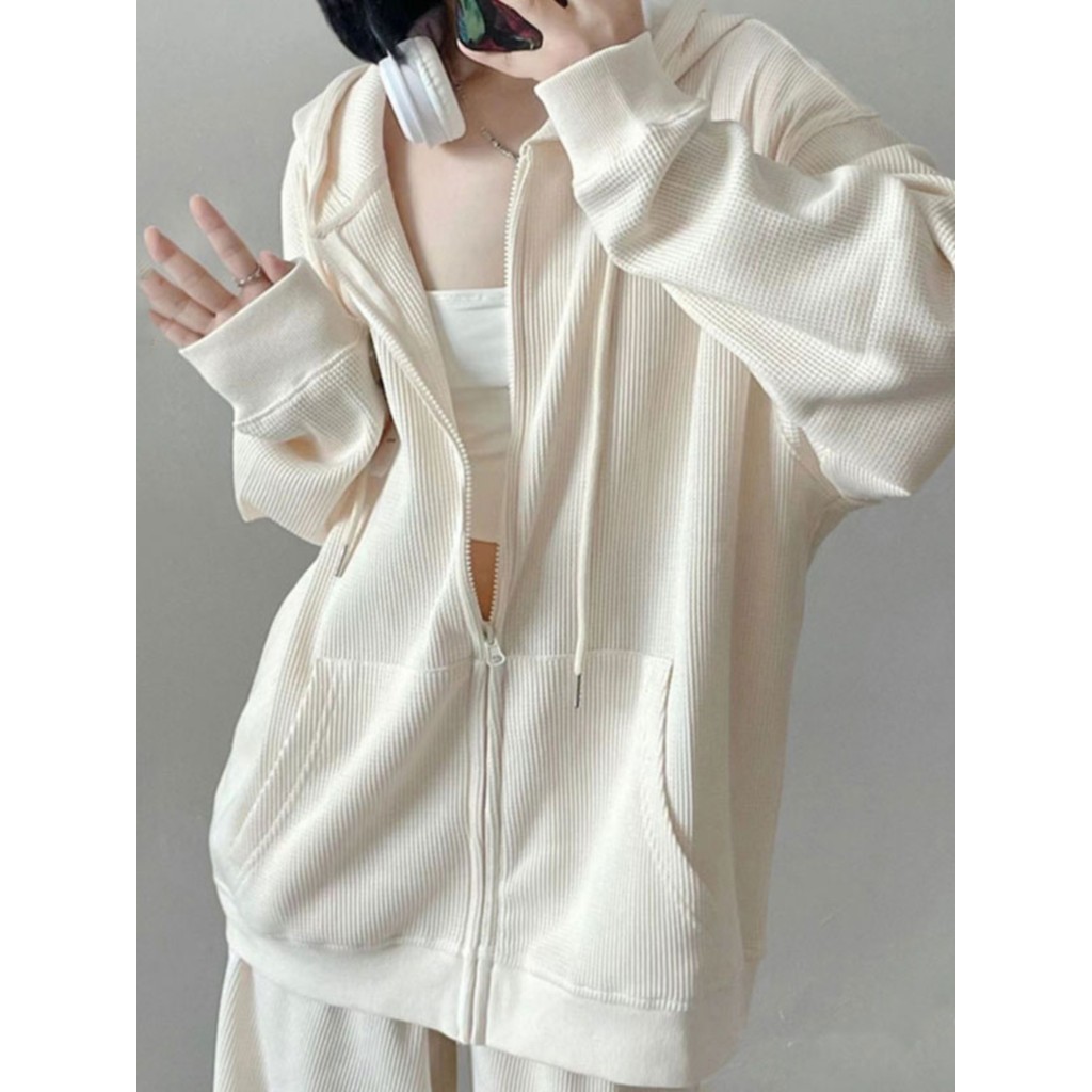 uniqlo official store เสื้อแขนยาวmc เสื้อสเวตเตอร์มีฮู้ดแบบหลวมหนาพิเศษแบรนด์ยอดนิยม