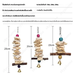 ของเล่นหัดกัดแทะสำหรับนกแก้วกระดองปลาหมึกเสริมแคลเซียมและมีกิ่งไม้แอปเปิ้ล