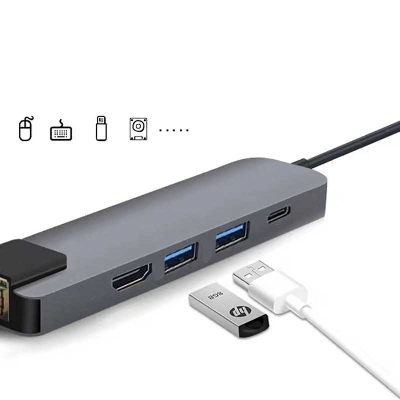 LMNCLL EDUP USB Type C Hub 5 in 1 LAN HDTV ผ่านการชาร์จ - YC-206