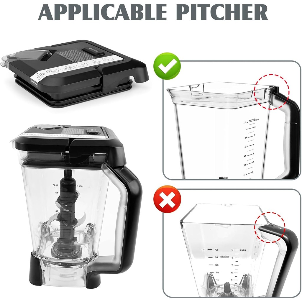 เปลี่ยนฝาสําหรับเครื่องปั่นนินจา 72 OZ เหยือก, อะไหล่เปลี่ยนด้านบนล็อคฝาปิดสําหรับเครื่องปั่นนินจา B