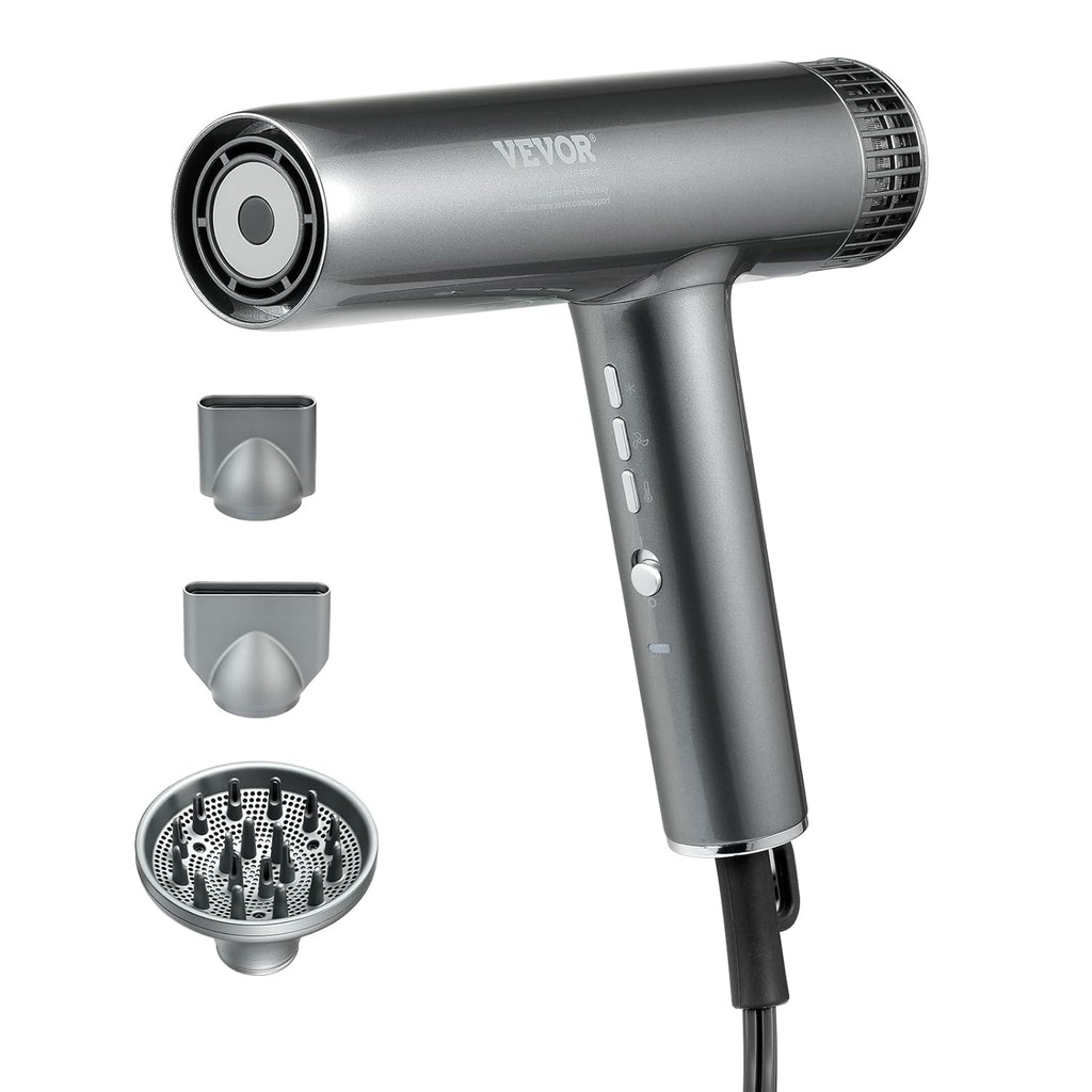 VEVOR Professional Hair Dryer, 3.0 Million Negative Ions Blow Dryer, 98,000RPM High-Speed Brushless 
