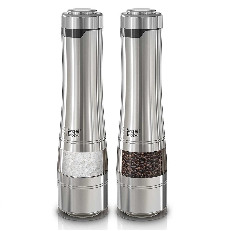 พร้อมสต็อก UK นําเข้า Russell Hobbs Russell Hobbs เครื่องบดเกลือและพริกไทยไฟฟ้า 2 ชิ้นชุด