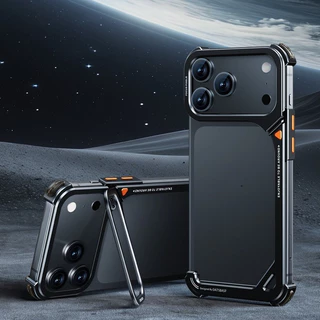 OATSBASF เคสโทรศัพท์โลหะกันชนเคสโทรศัพท์พร้อมขาตั้งเลนส์สําหรับ iPhone 17 Pro Max/17 Pro