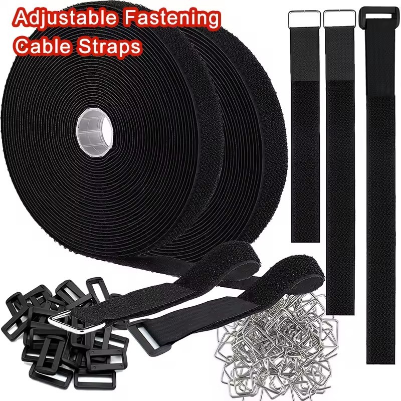 5M สายชาร์จ Ties Hook Loop Tape - ปรับ Self-Adhesive Securing Strap - ตัวยึดไนลอนแบบใช้ซ้ําได้
