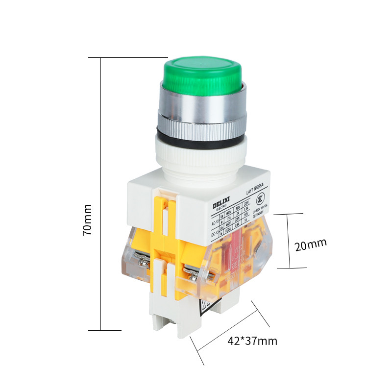 Delisi ปุ่มควบคุม LAY7-11D LED Light Hole 22MM NP4-11DN PBC Y090 LAY37
