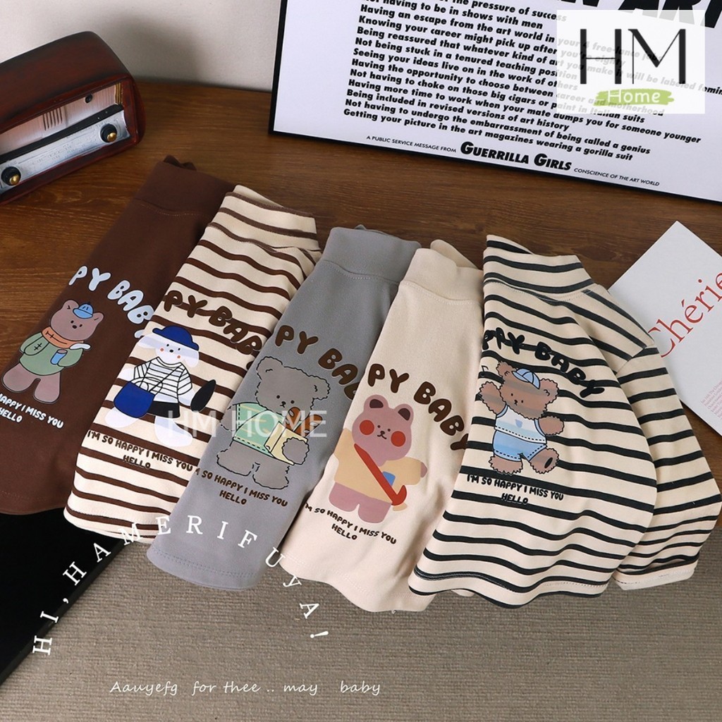 เสื้อแขนยาวเด็ก เสื้อกันหนาว แฟชั่นน่าหนาว ผ้าสำลี ยืดๆ นิ่มๆ สกรีนลายการ์ตูน