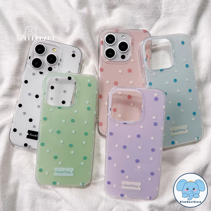 เคสไอโฟน 16 11 สำหรับ iPhone 13 15 16 11 14 12 Pro Max 15 16 14 Plus สีสันน่ารักลายจุดใหม่ IMD ปก