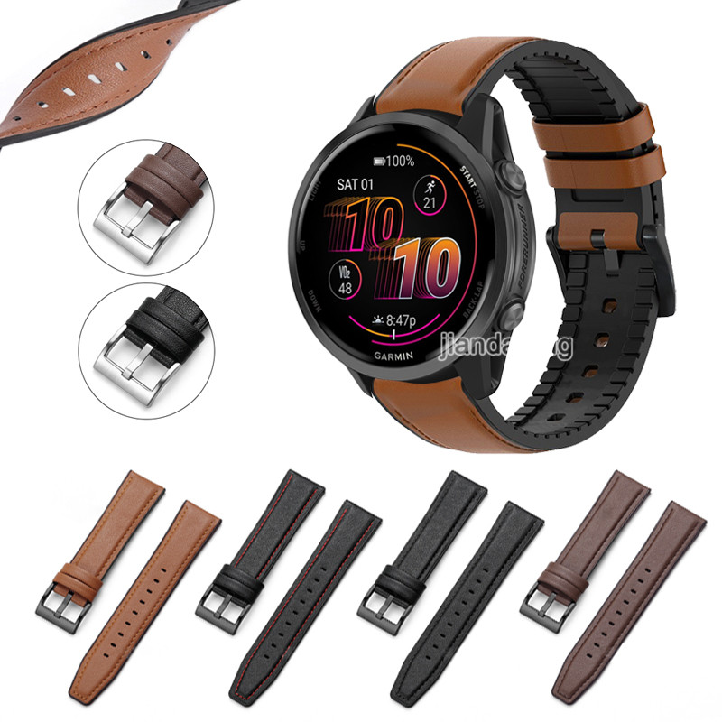สายแฟชั่นซิลิโคนหนัง สำหรับ Garmin Forerunner 570 165 55 158 265 255 645 245 Music