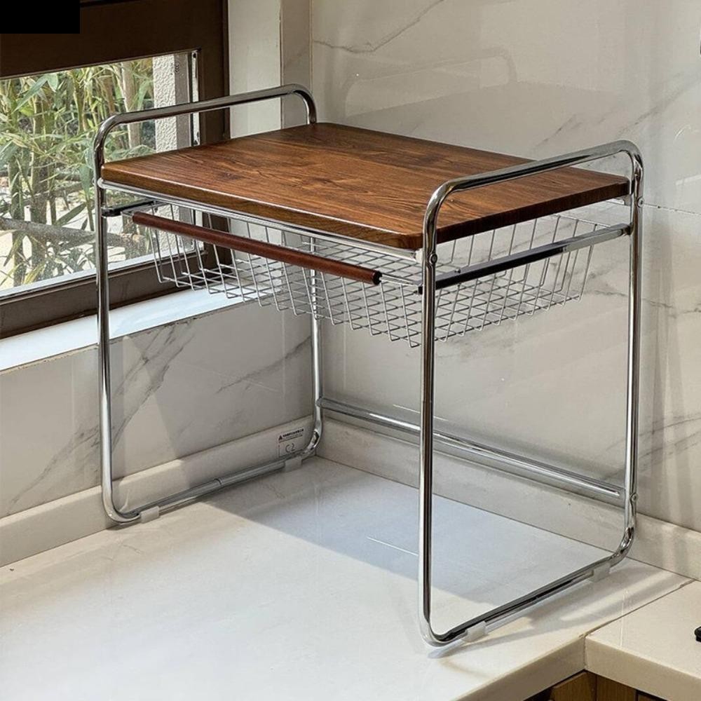 ไดนา ที่เก็บชั้นวางไมโครเวฟ, ชั้นเก็บของเตาอบไมโครเวฟมัลติฟังก์ชั่นแบบดึงออก, ตู้เก็บเครื่องปรุงรสหลายชั้นวินเทจสําหรับเครื่องครัวและเครื