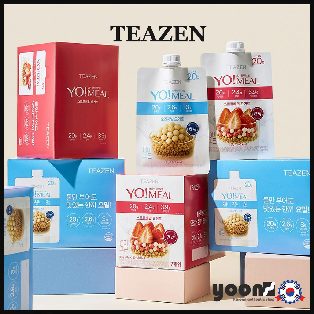 [TEAZEN] YO! MEAL (โยเกิร์ตรสออริจินัล / โยเกิร์ตรสสตรอว์เบอร์รี่) โปรตีนเชค 45 กรัม_จากเกาหลี