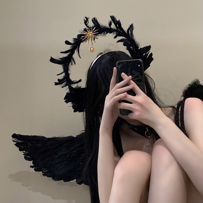 คาดผมนางฟ้า ปีกนางฟ้า ประดับขนนก นางฟ้า ปีศาจ คอสเพลย์ ผู้ใหญ่และเด็ก ฮาโลวีน ตกแต่งคาดศีรษะ - รูปที่ 5