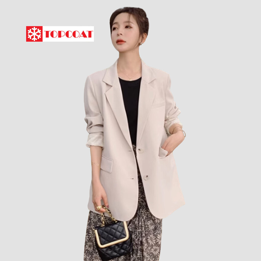 TOPCOAT สูทเบลเซอร์ผู้หญิง 2 กระดุมลาย สีดำ ครีม ดำ ฟ้า เหลือง ส้ม (1 ตัว) Size : S-3XL