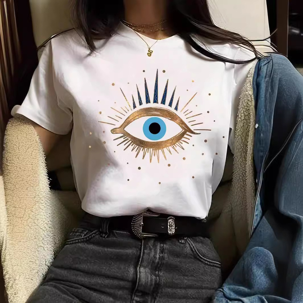 ยุโรปและอเมริกาใหม่ All-Match Daily 2025NEW23 Golden Cross-Border เสื้อยืดผู้หญิง Elegant Casual 202