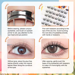 [จัดส่งในพื้นที่]3/1PCS KUESICR 3D DIY Single Cluster Self-กาวขนตาปลอมC-curled Natural Curlingใช้งานง่ายอะนิเมะEye