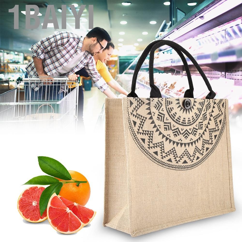 1baiyi 1Baiyi.th N BAGE BAG สำหรับการช็อปปิ้งวินเทจวินเทจ Gunny Handbag จัดเก็บไหล่การเดินทางไหล่หรื