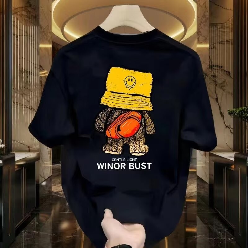 สไตล์ใหม่พิมพ์ ปลาค็อด ครึ่งแขน อิน หลวมรอบคอ 23 ฤดูร้อนแขนสั้น20242025เสื้อยืด Top Street Wear Japa