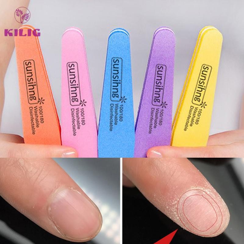 HGTH 10 ชิ้นตะไบเล็บบัฟเฟอร์เล็บล้างทําความสะอาดได้บดขัดขัดเล็บเครื่องมือ HOT