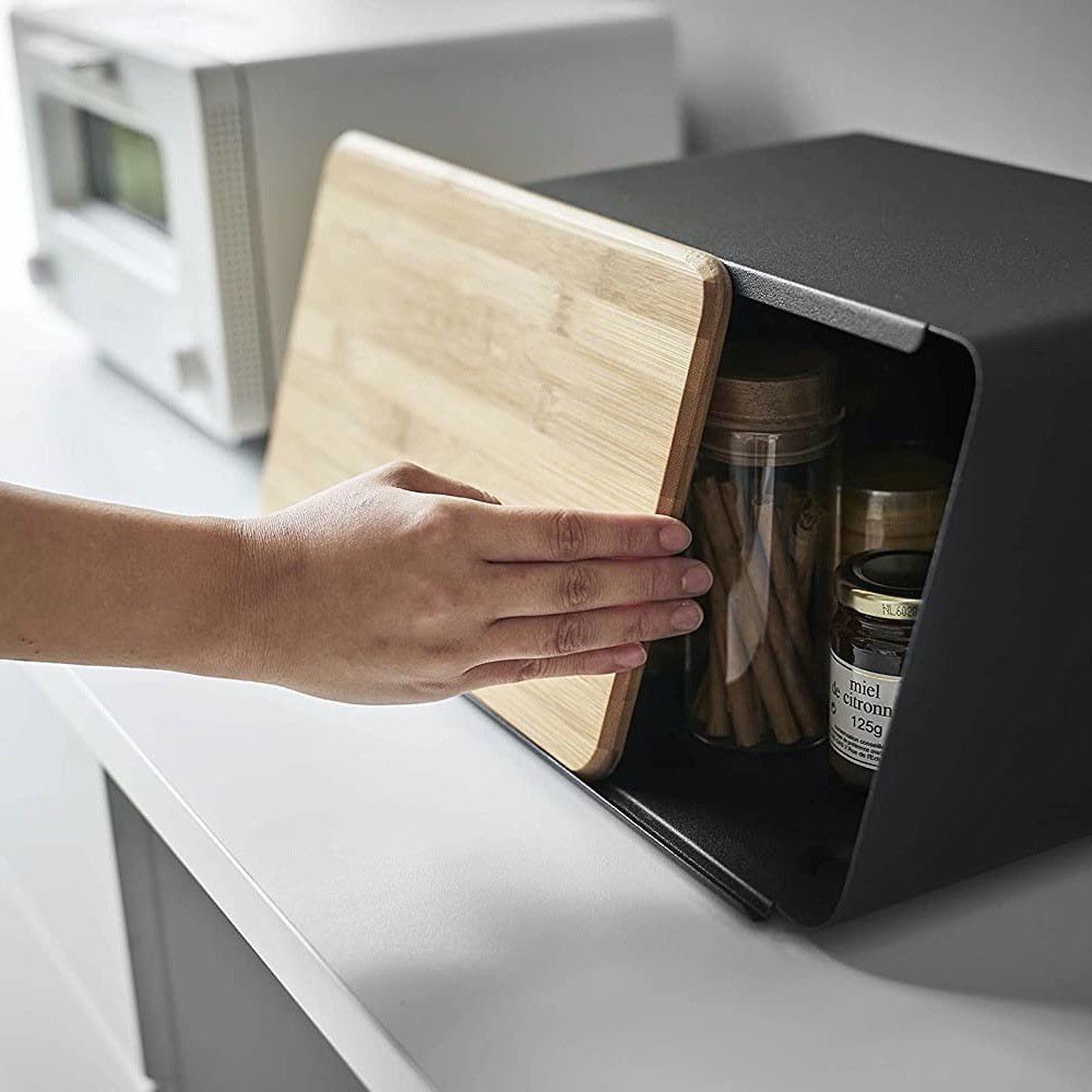 Yamazaki สแควร์โลหะกล่องขนมปังไม้ไม้ไผ่กล่องขนม Sorting Sundries กล่องห้องนั่งเล่นจัดเก็บ Handy เครื