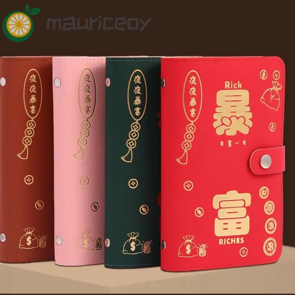 MAURICEOYA 100 ซอง Challenge Binder, หนัง PU กันน้ําเงินประหยัดหนังสือ Challenge, Creative Fun Clear