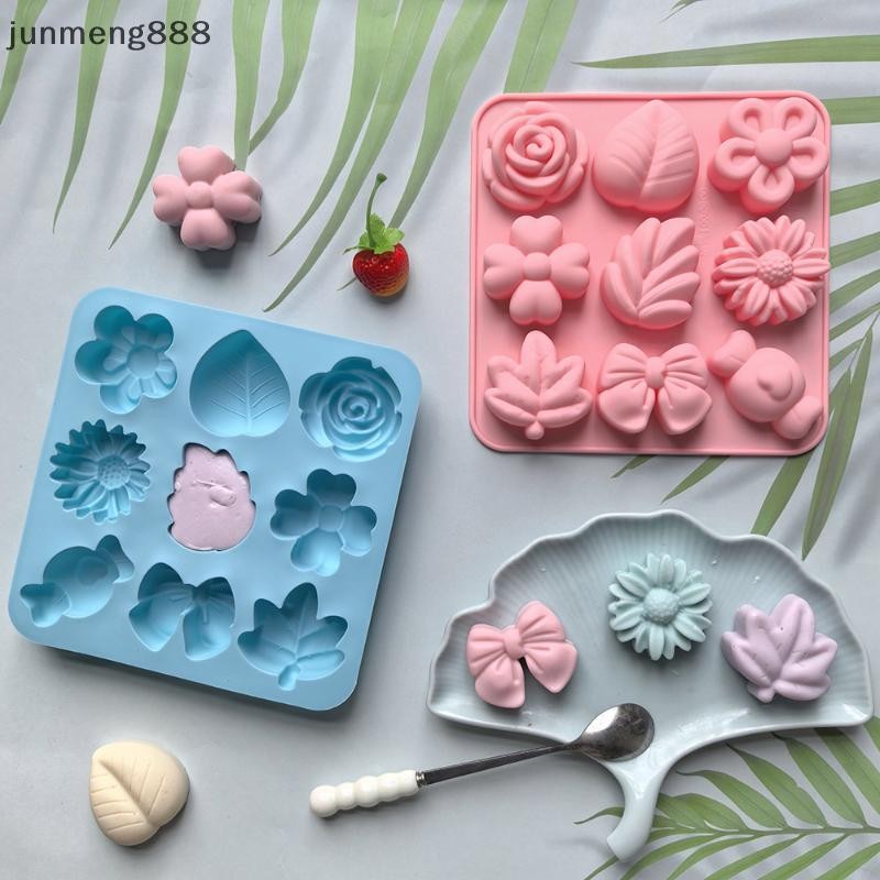 Junmeng888 9 Cavity Flower Shaped Candy คุกกี้ช็อกโกแลตแม่พิมพ์ซิลิโคน Kitchen Handmade Baking Tool 