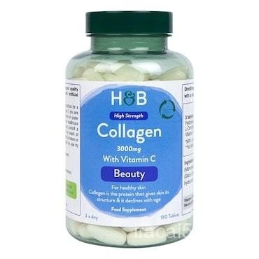 Holland & Barrett Bovine Collagen 180 เม็ด | พร้อมวิตามินซีสําหรับ Skin Health & Collagen Formation 