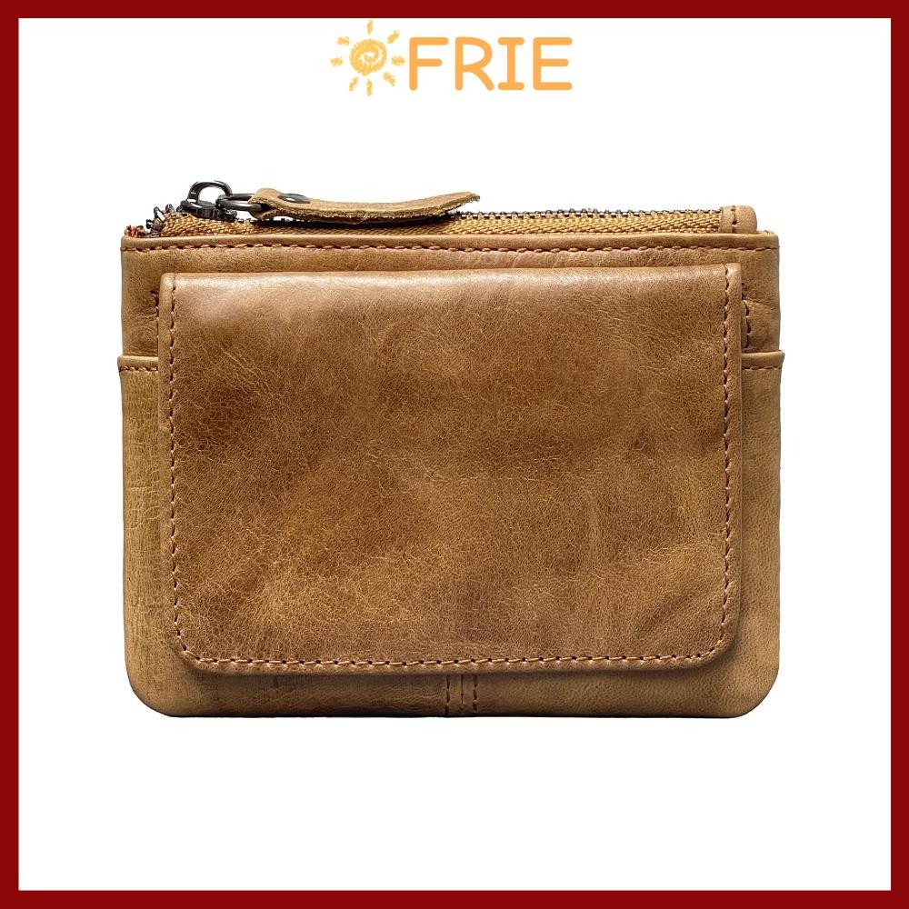 RFID Wallet ขนาดเล็ก retro ทำจากหนังแท้ สำหรับใส่เหรียญและบัตรหลายใบ