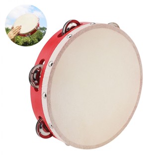 6 / 8 / 10 นิ้วหนังแกะ Drumhead ไม้ Tambourine เดี่ยวแถว Jin…