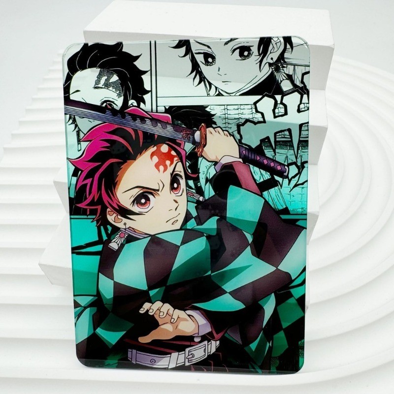 Demon Slayer อะคริลิค Thru การ์ดภาพเคลื่อนไหวรอบ Kanroji Mitsuri Iguro Obanai CP อะนิเมะการ์ตูน diy 3 นิ้วการ์ดขนาดเล็กขายส่ง