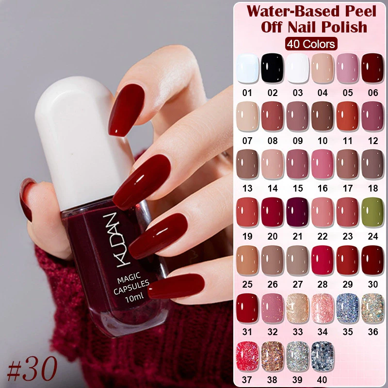 10ml สีสัน Water-ฐานเล็บ 40 สี Air Dry Peel Off เล็บสําหรับเล็บ DIY ยาวนานอุปกรณ์ภาพวาดเคลือบเงา